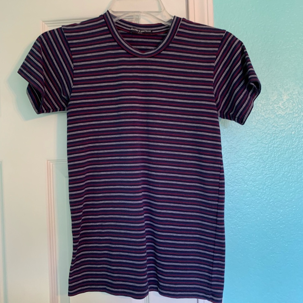 Brandy Melville Striped Short Sleeve Top Blue/Red